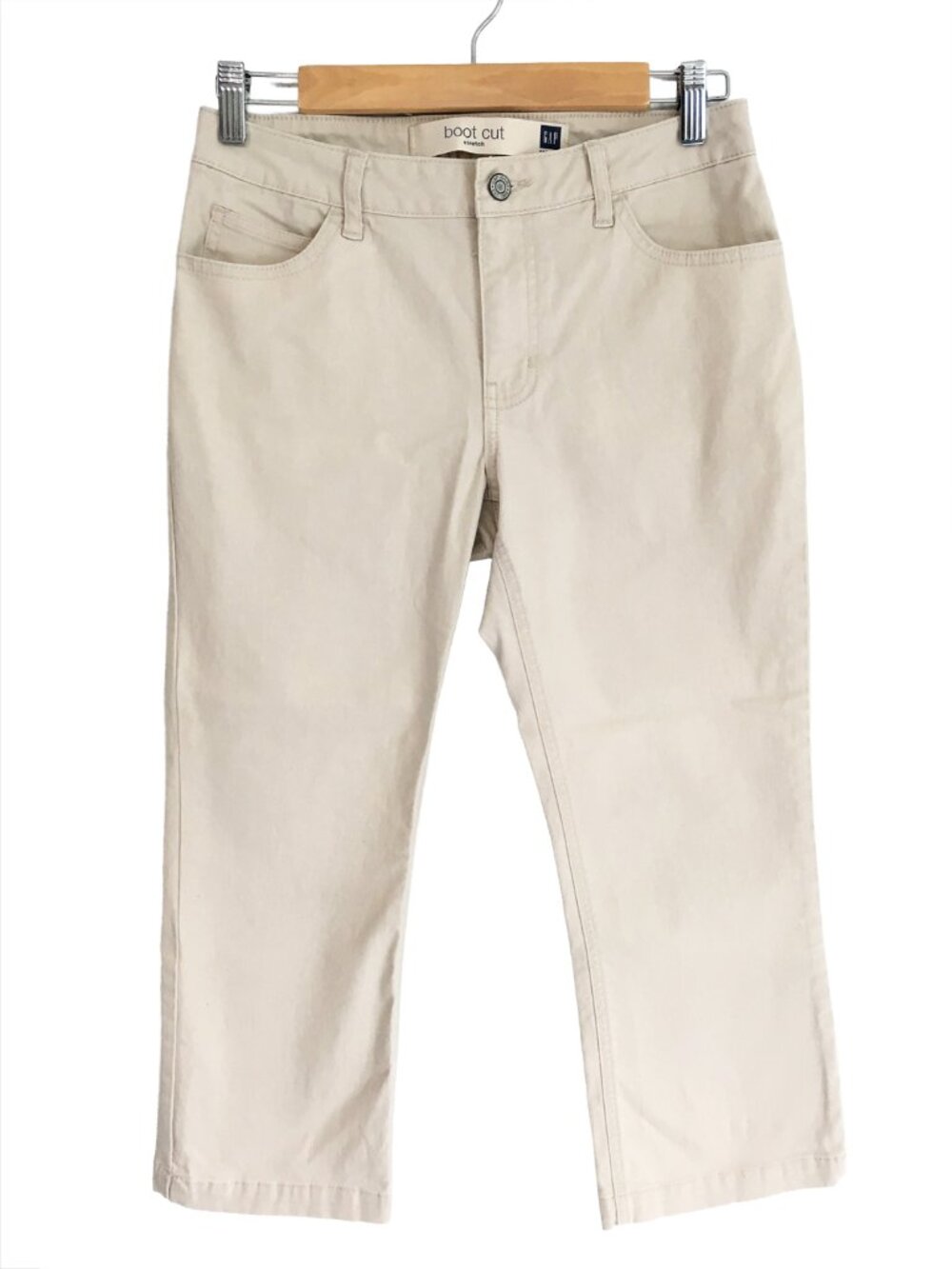 Gap Cropped Boot Cut Capri White/Tan Size 4